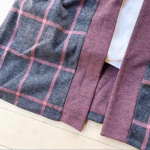 Charcoal and burgundy plaid cardigan - Picture 7 of 7